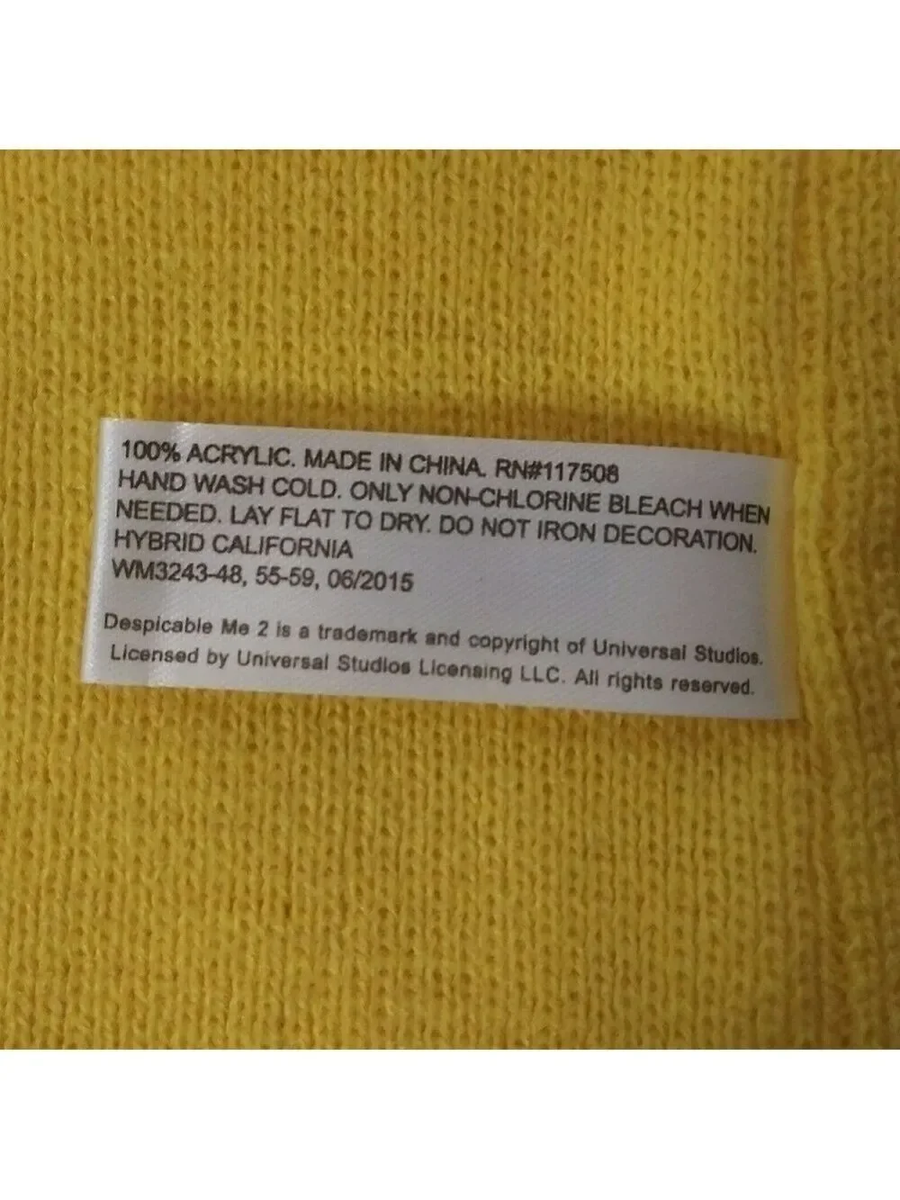 Despicable Me Minion Made Yellow Minion Character Print Pull On Knit Beanie Hat